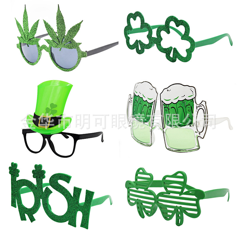 St. Patrick's Day Party Green Festival Glasses Irish Festival Daily Supplies Photo Props Dress Up Funny Glasses