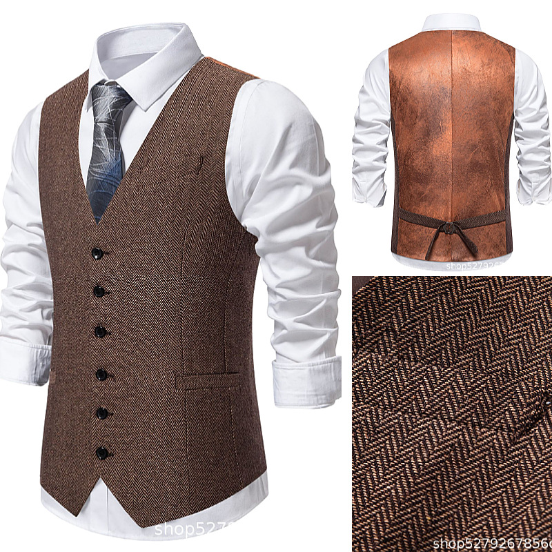 2025 New Cross-Border European Code Amazon Ebay Export Fashion Retro Men's Suit Vest Men's Trendyy Vest