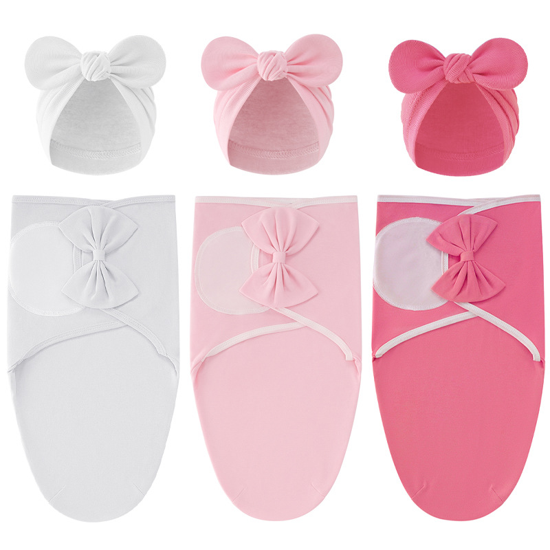 Импортный спальный мешок для новорожденных с бантом и индийской шапкой, для роддома, противокиксовое одеяло