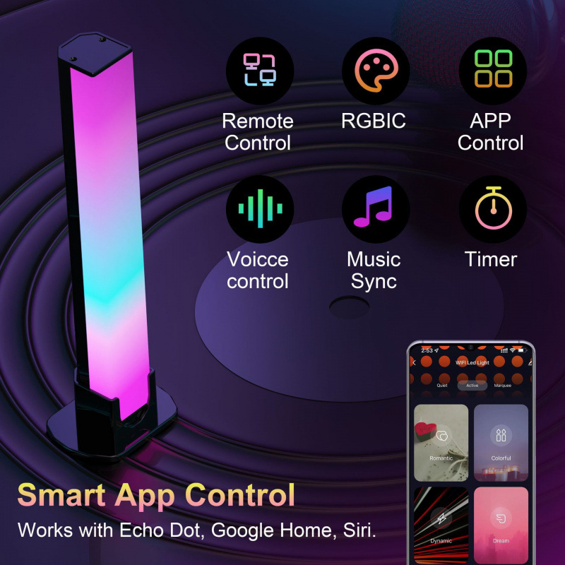 Cross-Border Graffiti Wifi Infrared Music Rgb Fantasy Color Competitive Gaming Tv Sound Pickup Background Light Desktop Light