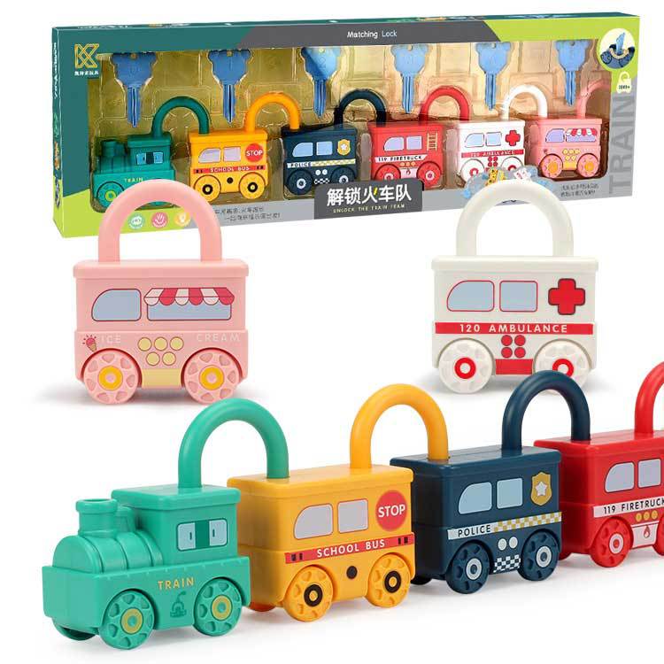 Children's Enlightenment Kindergarten Early Education Center Matching Teaching Aids Puzzle Baby Key Unlocking Toy Car Small Train