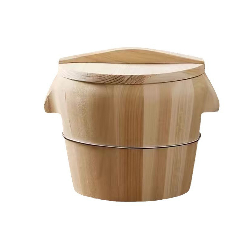 New Handmade Steamed Rice Barrel No Paint No Glue Household Commercial All Solid Wood Wholesale Steamed Rice Barrel Cooking Rice Steamer