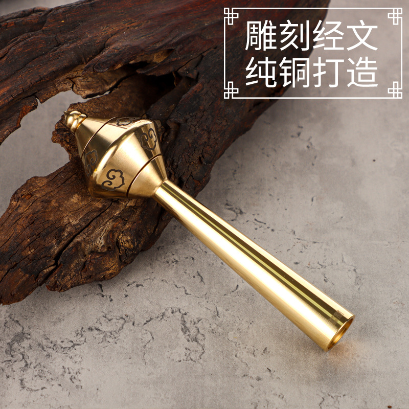 Cijian Warring Wheel Baoping Peace Brass Manual Warring Wheel Shrinkable Paper Warring Wheel Huang Caishen Handheld Warring Wheel