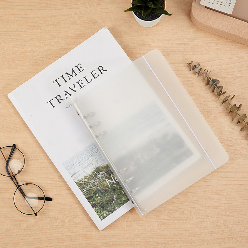 High color matte texture strap insert A4 loose-leaf book shell transparent PP data storage book loose-leaf folder