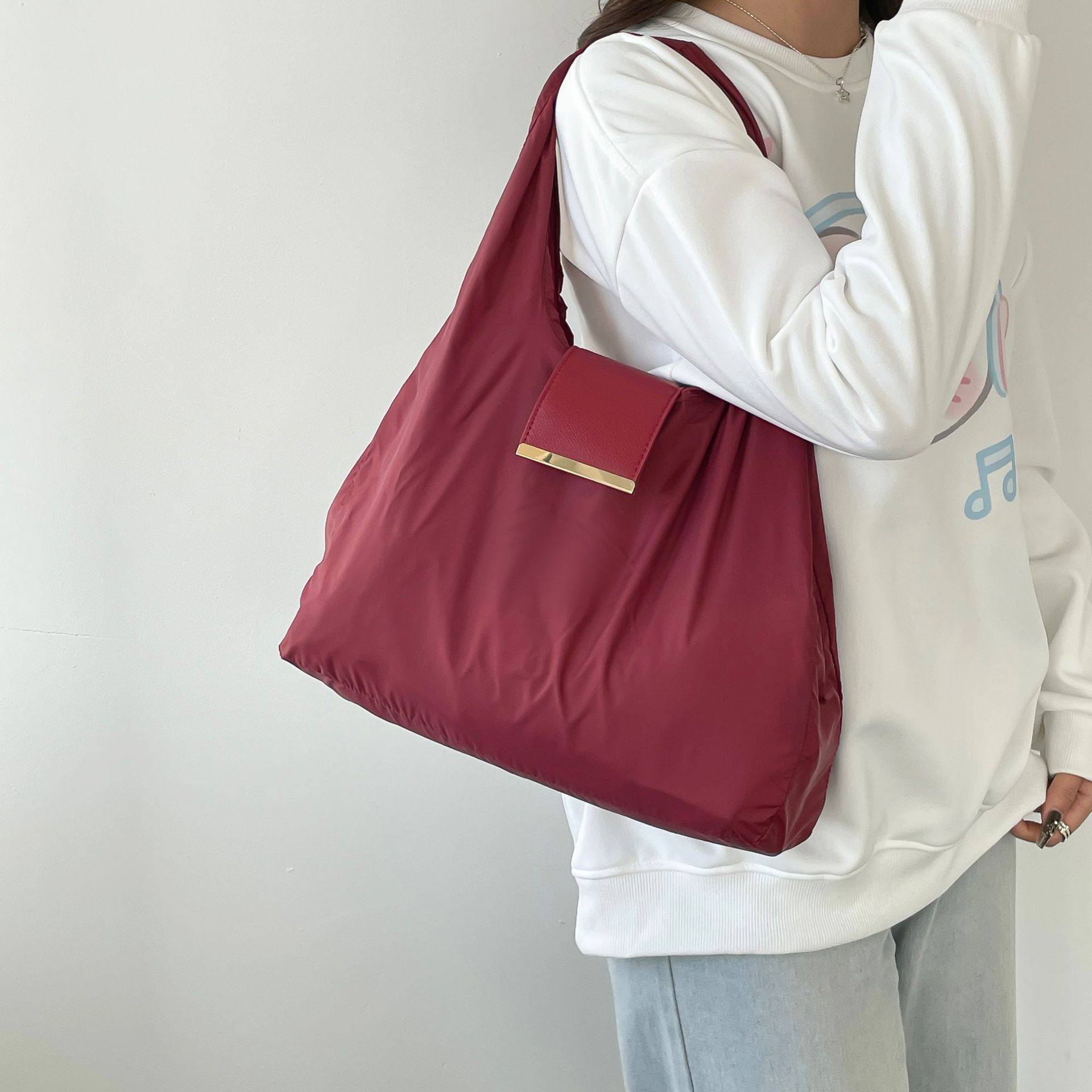 Cross-border ins style key chain storage cloth bag large capacity environmental protection shopping bag pendant accessories new texture