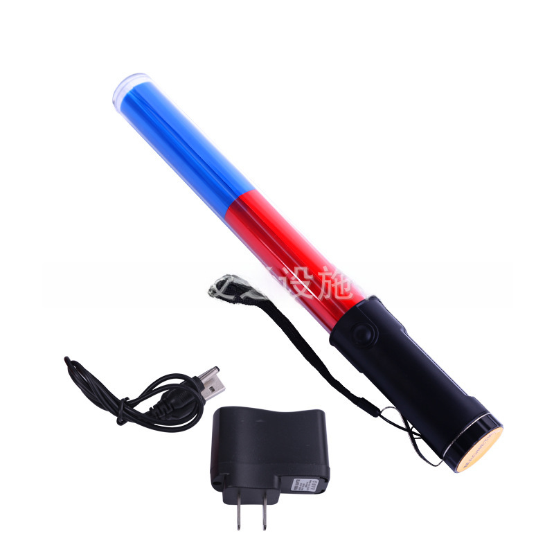 36CM long PC tube red and blue two-color rechargeable LED baton battery with protection board