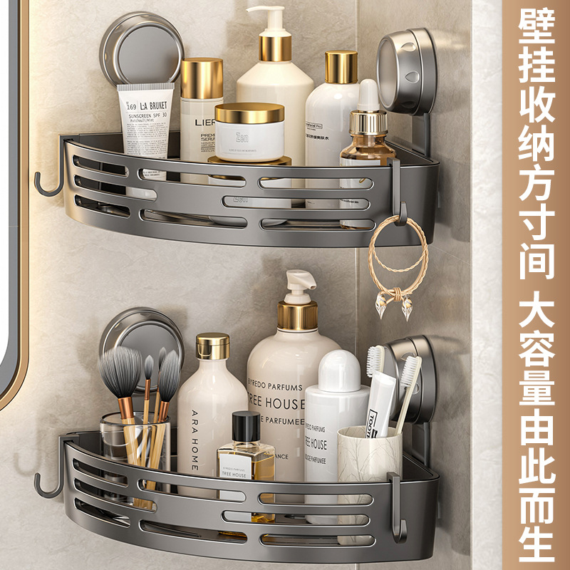 Купольная корзина-уголок с присосками для ванной, настенный стеллаж для хранения туалета без сверления