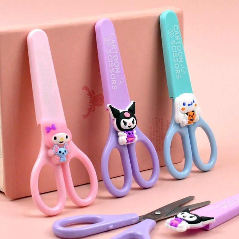 Cartoon Sanrio Shaped Scissors Children's Safety Scissors DIY Handmade Scissors Student Silicone Stainless Steel Scissors
