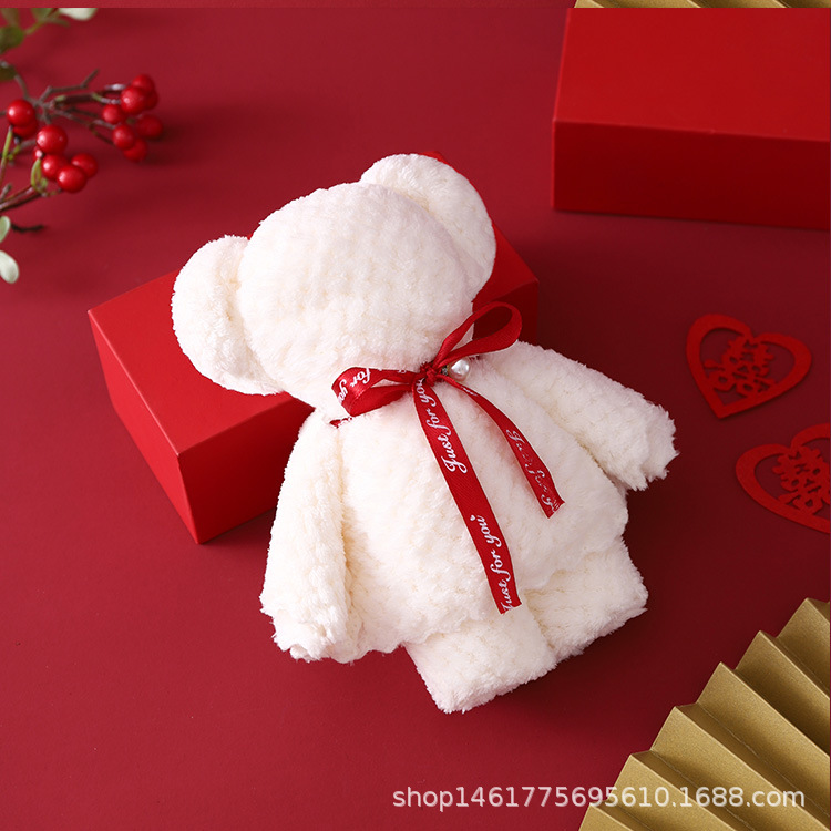 Coral Velvet Bear Towel Wedding Return Gift Wedding Shop Souvenir Opening Event Birthday Gift Shape Towel Bear