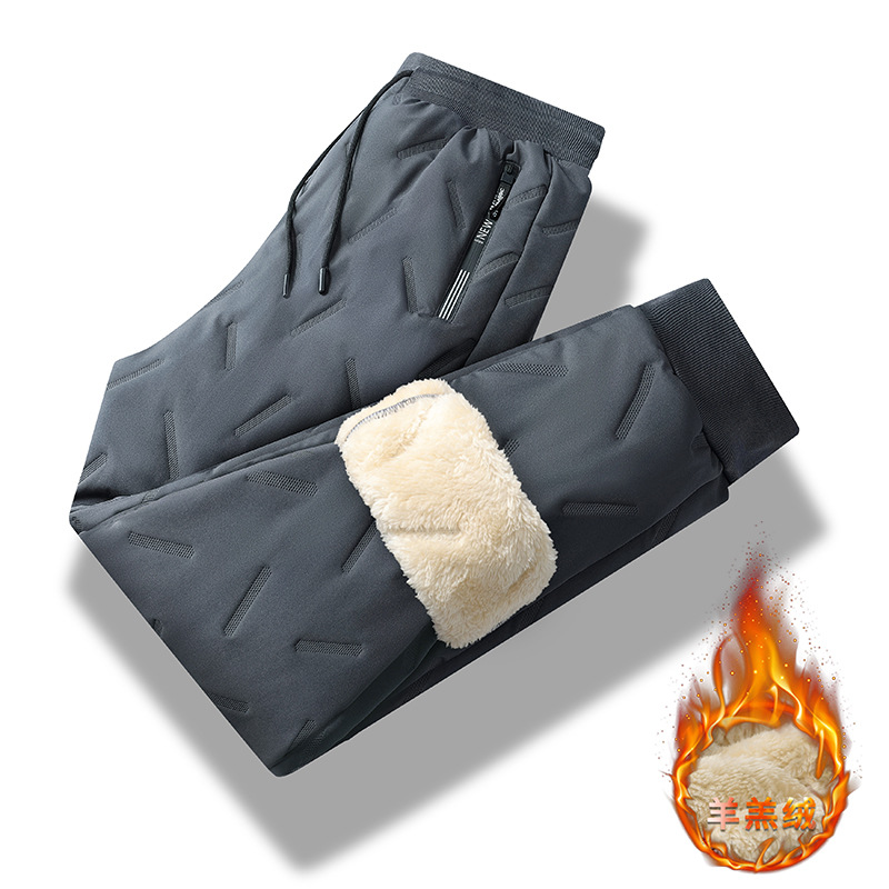Водонепроницаемые хлопковые брюки, подкладка из овечьей шерсти, большой размер, осенне-зимние теплые повседневные брюки, ветрозащитные и овечья шерсть, большие хлопковые брюки для северо-востока