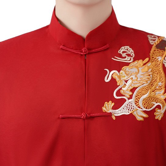 2025 Spring and Autumn New Tang Suit Men's Shirt Suit Long Sleeve Middle-Aged and Elderly Tai Chi Suit Chinese Style Morning Practice Performance Wholesale