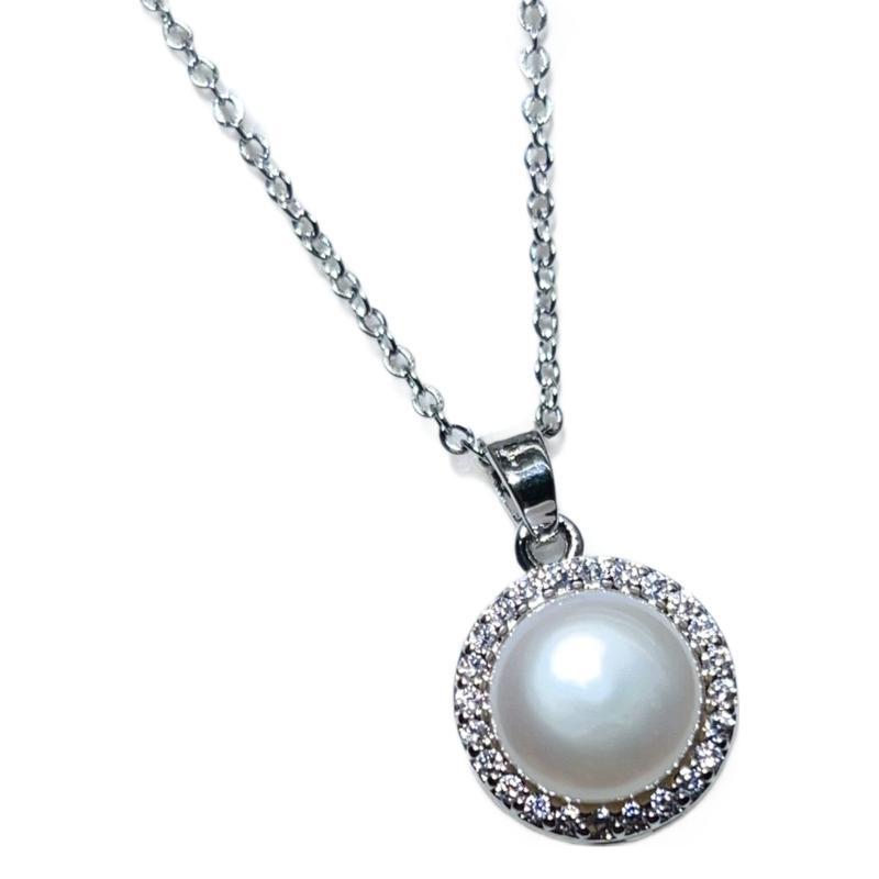 S925 Silver Needle Earrings Freshwater Pearl Necklace Women's Light Luxury Niche Neck Chain Mother's Collarbone Chain for Girlfriends Gift