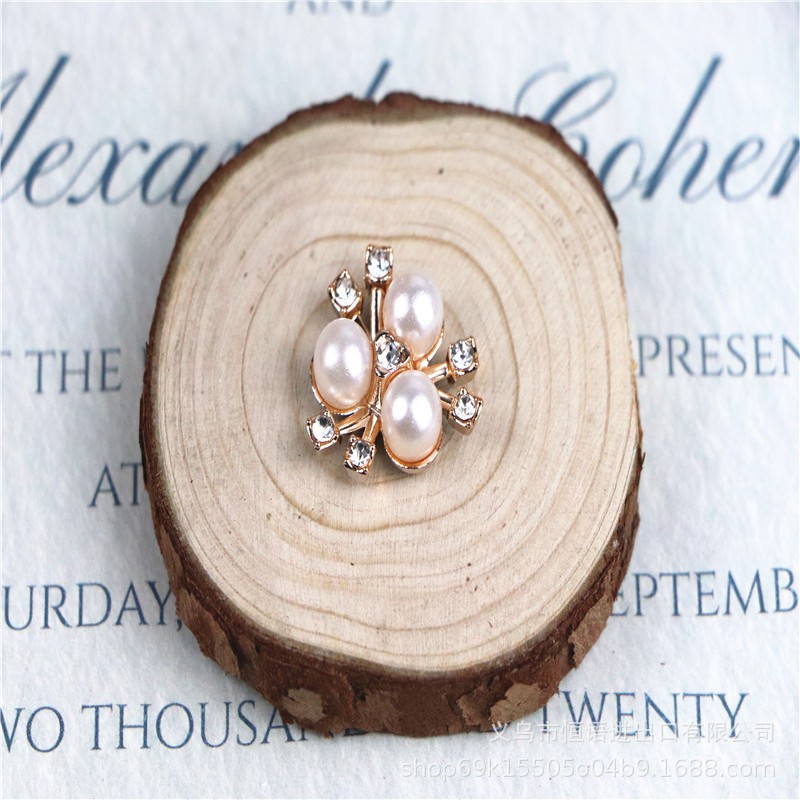 Plastic Three Pearl Flower Heart Bow Accessories Shoes Bags Belts Headwear Flower Hole Shoe Accessories Antique Style