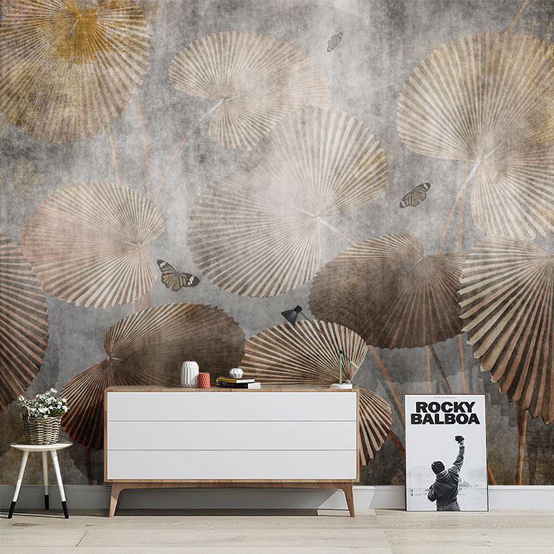 French-Style Vintage Hand-Painted Lotus Pond Living Room Tv Background Wall Wallpaper Bedroom Lotus Leaf Art High-End Background Cloth