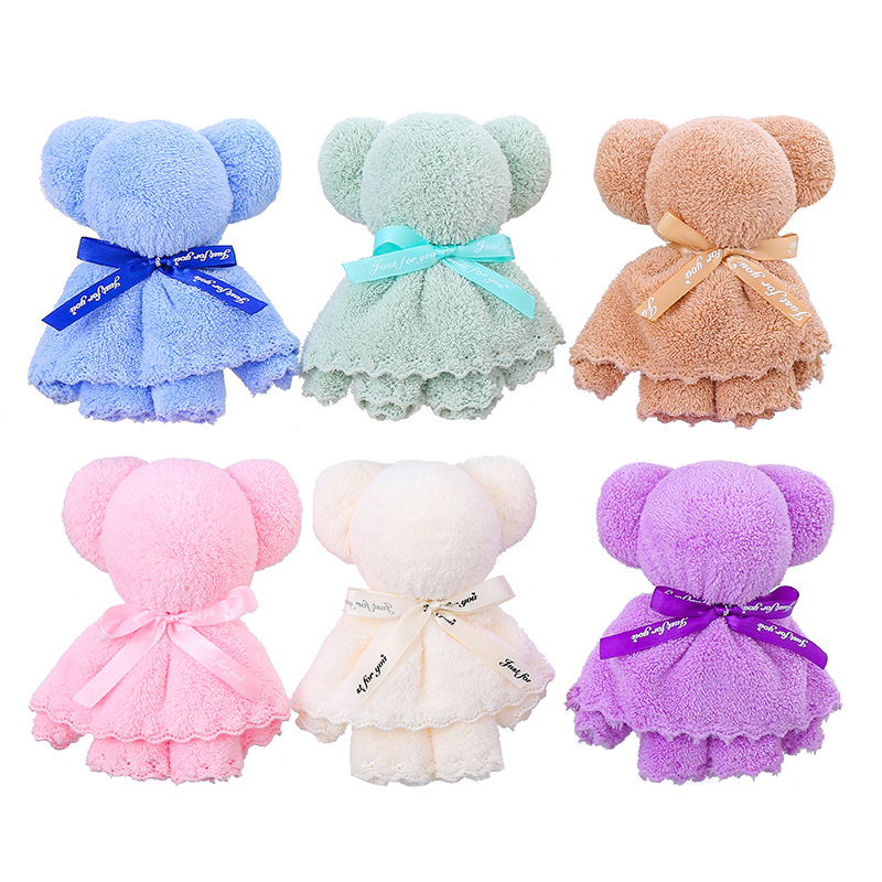 Coral Velvet Bear Towel Hand Towel Souvenir Business Gift Wedding Birthday Event Small Gift