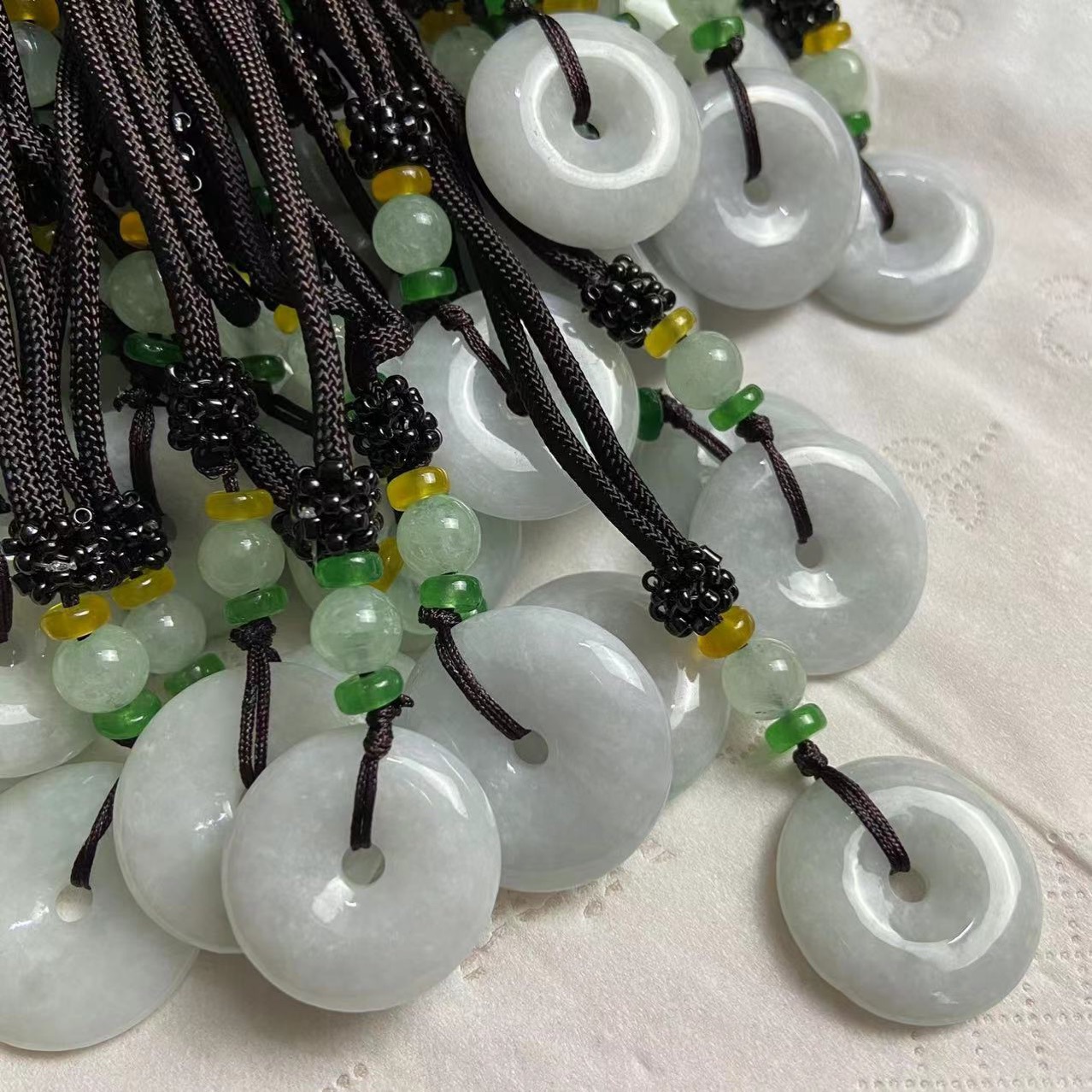 Jade Jade Hanging Ping An Buckle Bean Green White Domestic Identification A Goods Jade Pendant Jade Pendant