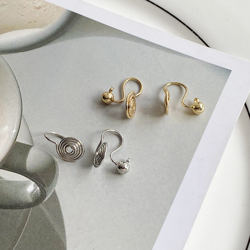 Gold and silver small gold beans adjustable elastic earrings cushion clip mosquito incense plate ear clip finished semi-finished earrings accessories