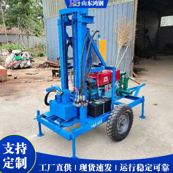 Small Household Farmland Irrigation Drilling Machine Portable Tractor Diesel Drilling Machine 100m Trailer Drilling