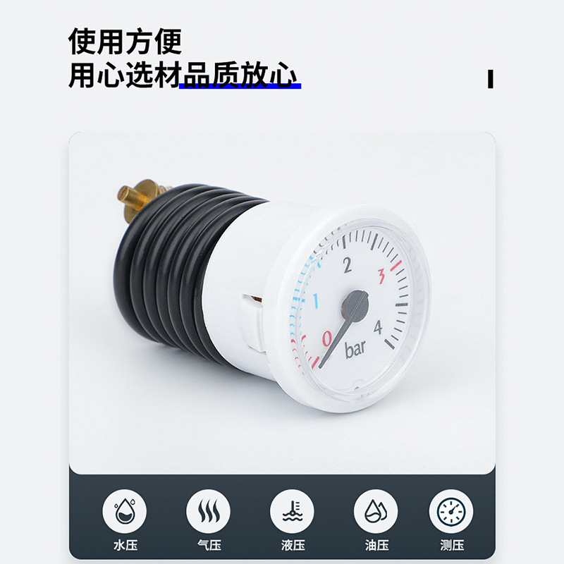 37mm with Capillary Pressure Gauge 0-4Bar Wall-Mounted Boiler Steam Vacuum Pressure Gauge Bt40001