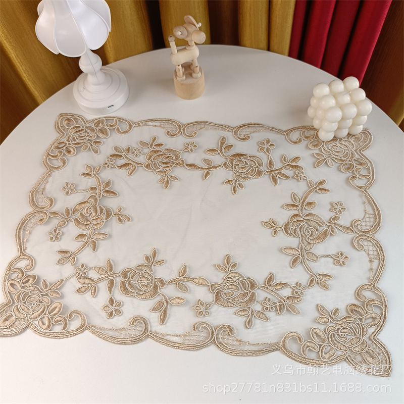 Европейская двухслойная кружевная салфетка, чехол для чайного набора, декоративная ткань для прикроватной тумбочки