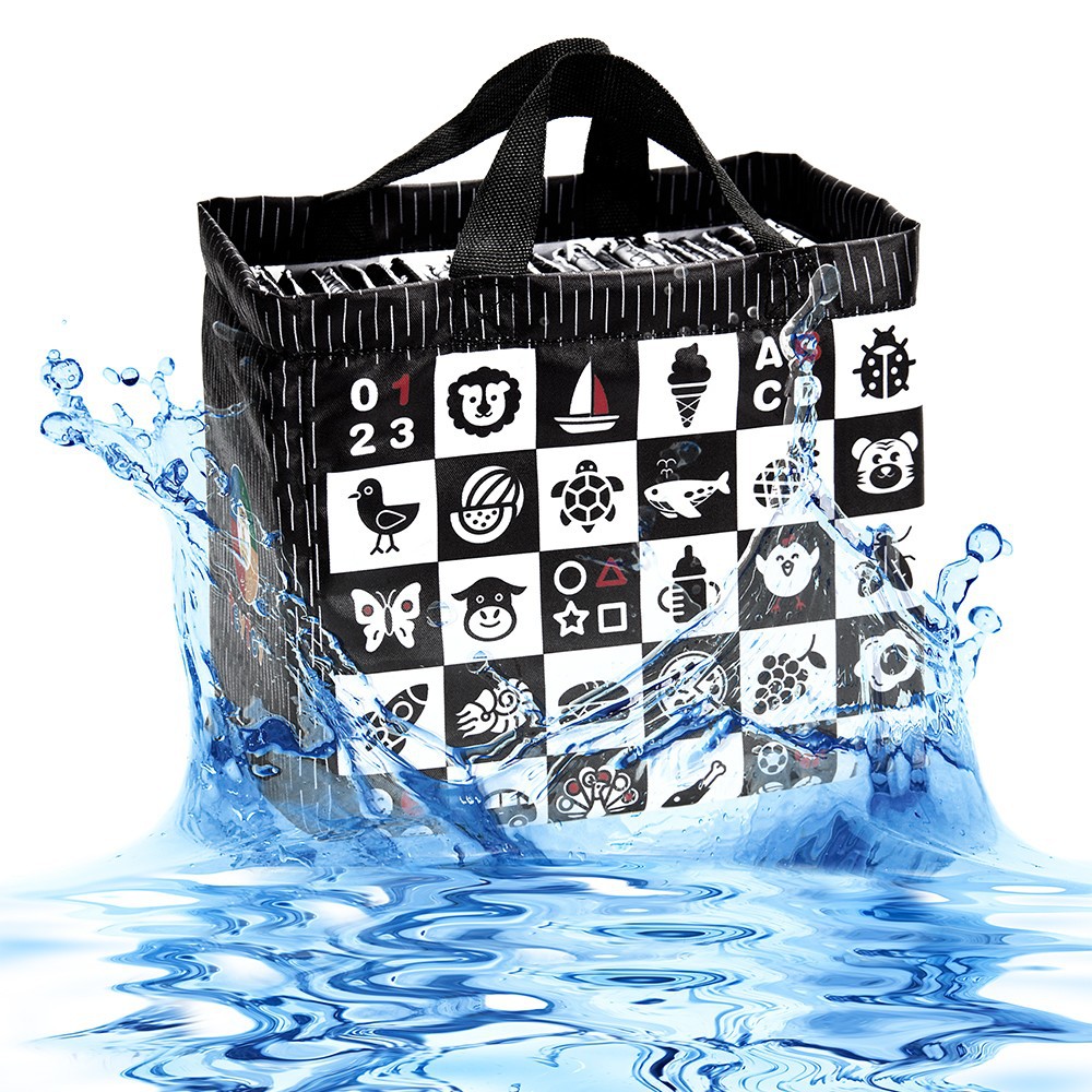 Amazon Toys hot selling baby early education black and white card portable suit cloth book Baby tear-proof visual book