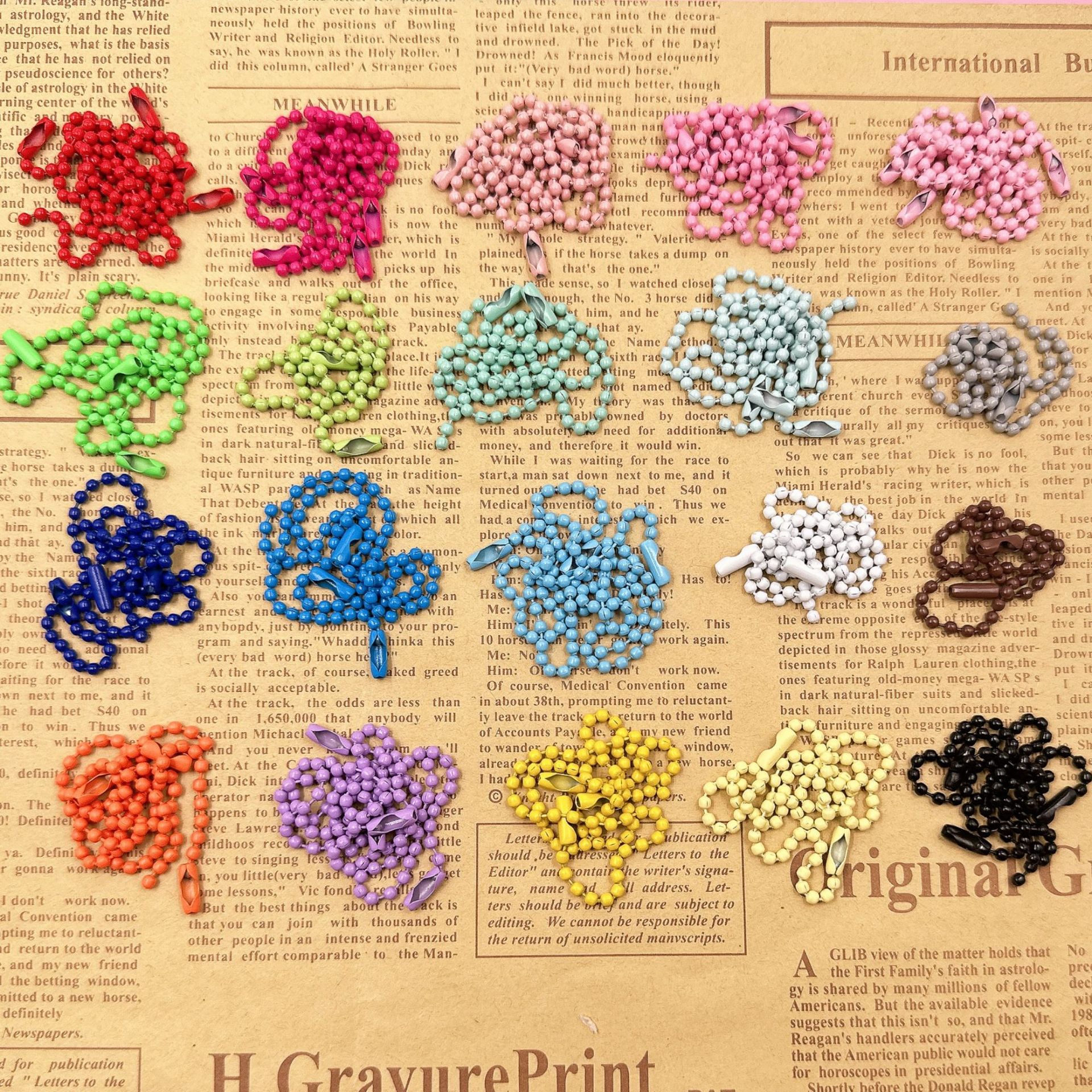 2.4mm Color Bead Chain Hanging Chain Pendant Baking Paint Iron Bead Chain Buckle Small Toy Pendant Hanging Tag Chain Diy Accessories