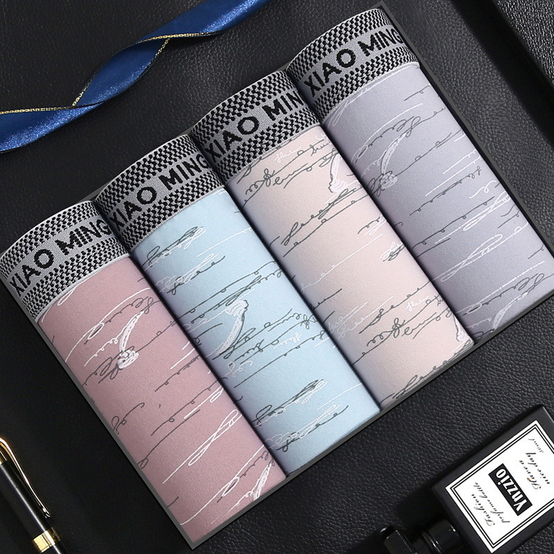 Popular Underwear, Men's Underwear, Men's Boxer Briefs, Youth Mid-Waist Boxer Briefs, Boys' Large Size Pants, Men's Underwear