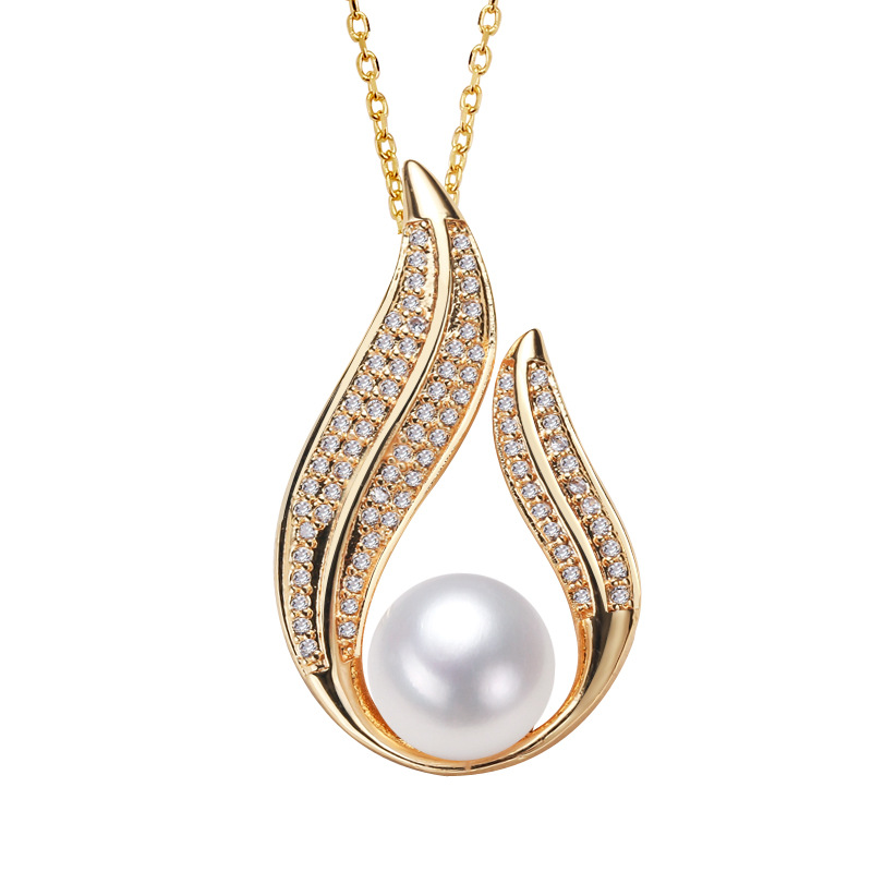 Jewelry Wholesale Ethnic Stall Supply Jewelry Internet Celebrity Jewelry Golden Zhuji Freshwater Pearl Pendant Necklace