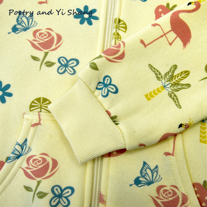 Autumn and Winter New European and American Children's Jackets, Warm Tops, Thickened Children's Jackets, Cute Printed Hooded Zipper Sweatshirts