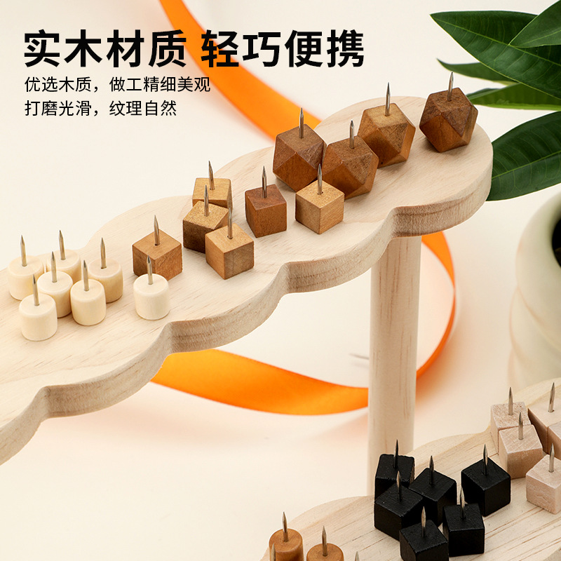 Creative Logs, Wooden Thumbtacks, Solid Wood Cork Board Photo Wall Push Pins, I-Shaped Pins, Kindergarten Art Pins