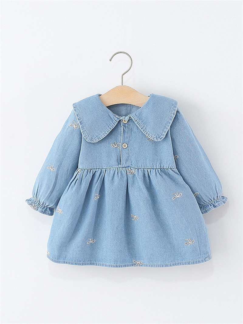 Korean Autumn New Baby Girl Dress, Stylish Denim Skirt, Children's Baby Lapel Princess Dress, Foreign Trade Wholesale