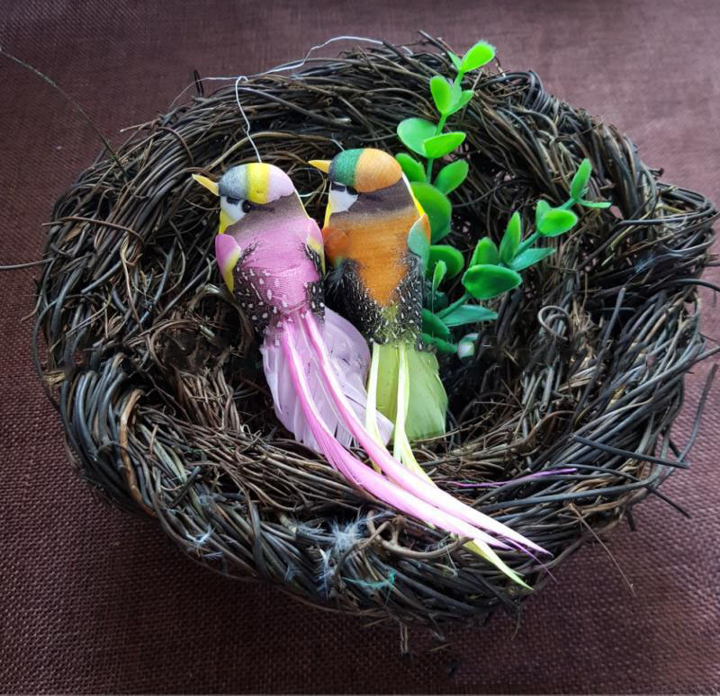 14cm clip six-color pearl hair imitation bird feather decoration bird