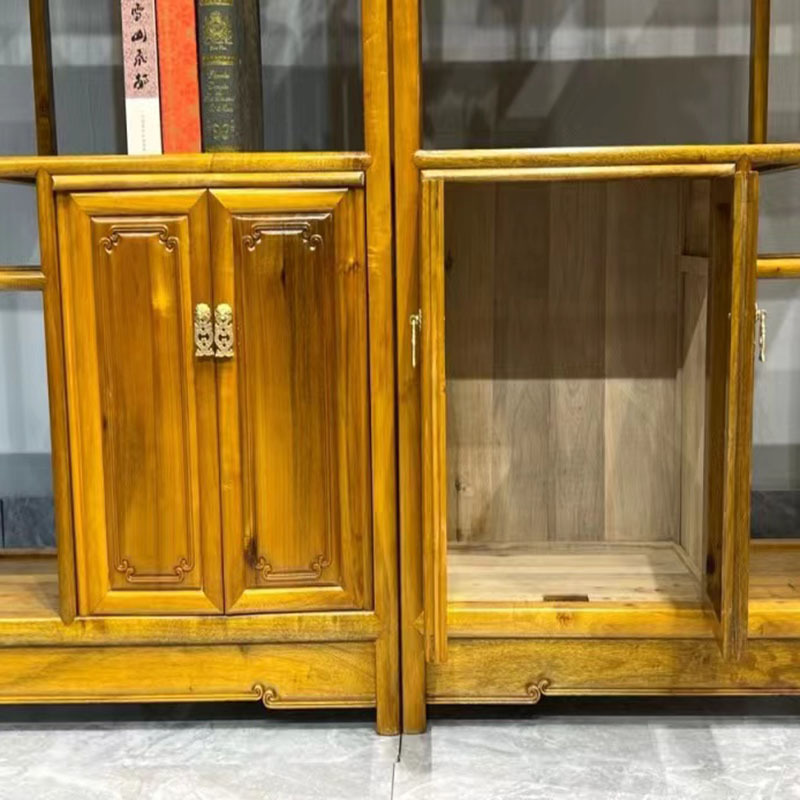 Golden Nanmu Antique Shelf Small Leaf Nanmu Antique Shelf Bookshelf Multi-Treasure Cabinet Classical Chinese Solid Wood Storage Display Shelf