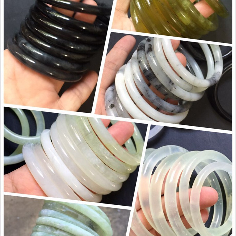 Natural jade bracelet live wholesale fine jingle bracelet ice permeable ink jade bracelet female jade bracelet white ice
