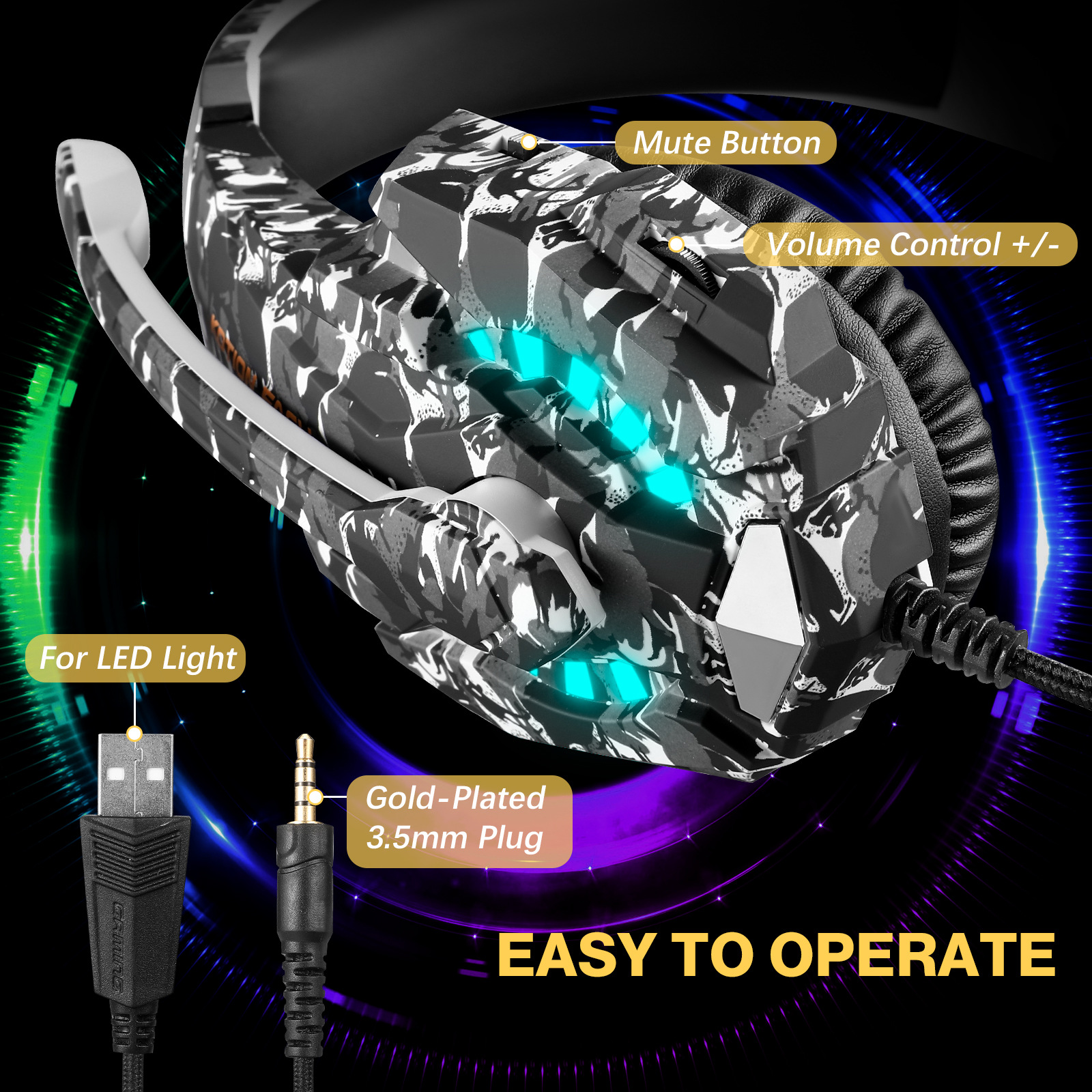 Cross-Border Kotion Each Yinzhuo G9000 Pro Headset Gaming Headset Wired Computer Luminous Headset Headset