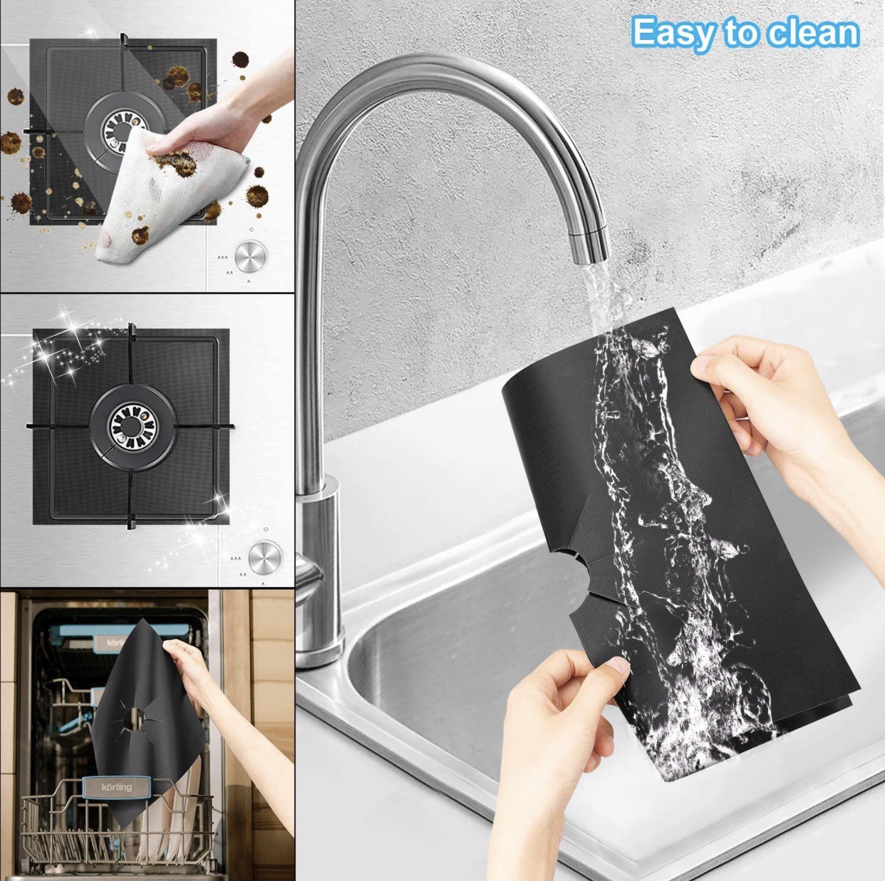 4-piece Teflon high temperature resistant non-stick gas stove protection cleaning pad gas stove oil-proof anti-fouling pad set