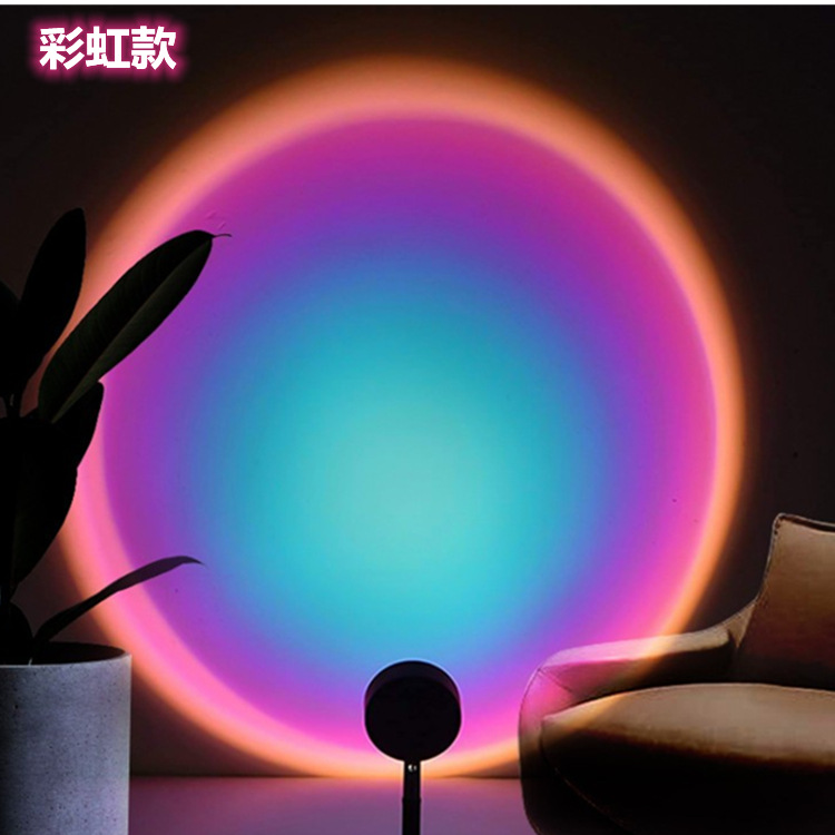 Net red sunset light film The Sun does not fall light film The sun breaks Dawn desert oasis atmosphere light color film card Rainbow Light Film