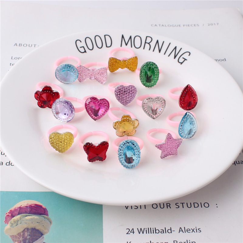 Детское кольцо с акриловым бриллиантом, милое, для Дня детей, украшение для рук, кольцо для девочки