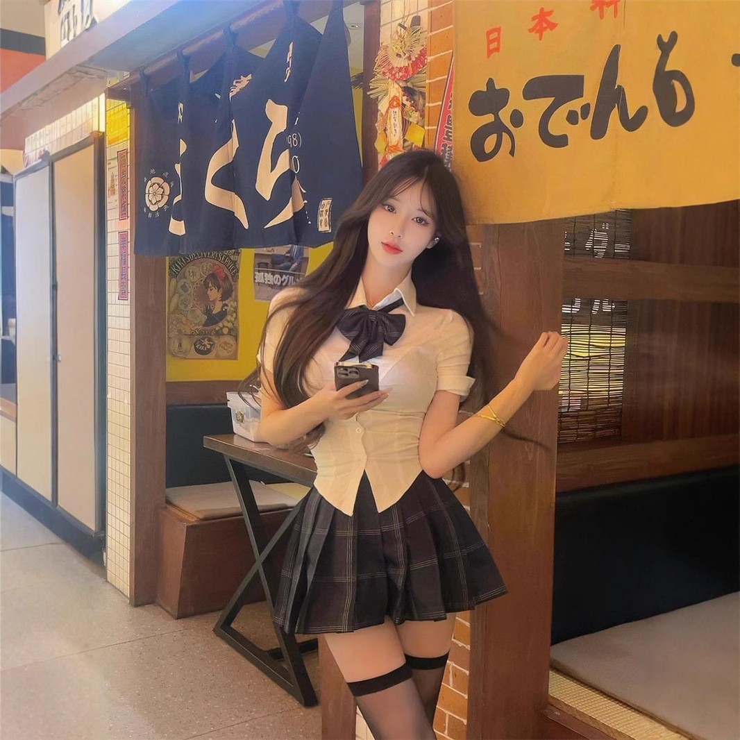 Рубашка Jk Uniform с коротким рукавом оригинального стиля, белая, сексуальный костюм, стройнящий вид