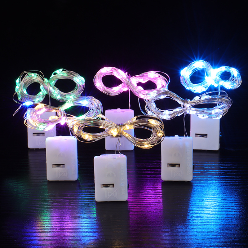 LED small white box button copper wire lamp string flower cake decorative lamp 3 adjustable atmosphere lamp string wholesale in large quantities
