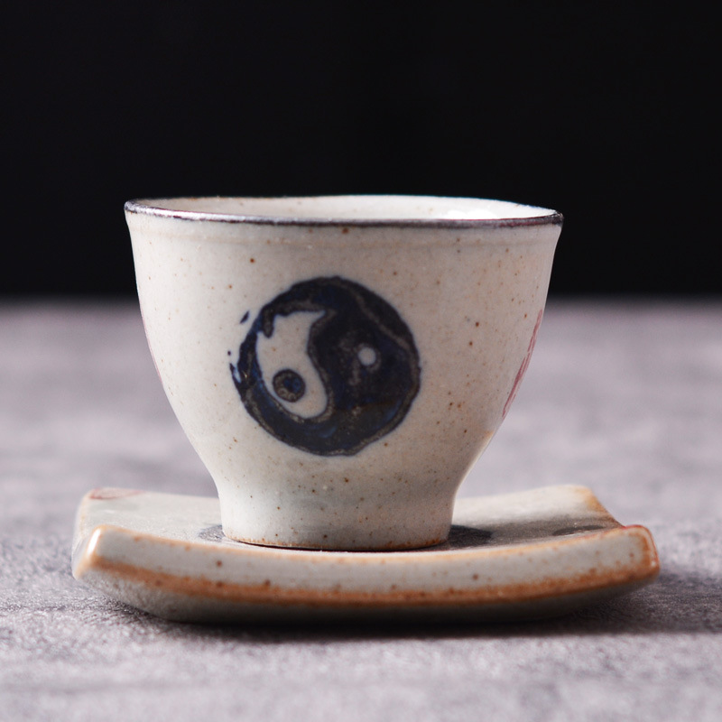 Ji Xuan Pin Coarse Pottery Hand-painted Tea Cup Jingdezhen Ceramic Tea Tasting Cup Tai Chi Single Cup Fragrant Cup Antique Kung Fu Tea Set