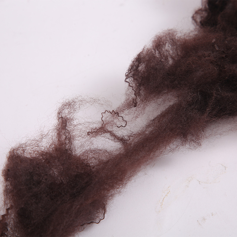 Polyester staple fiber dark red coffee recycled polyester fiber 3D * 65mm chemical fiber textile raw material special yarn fancy yarn