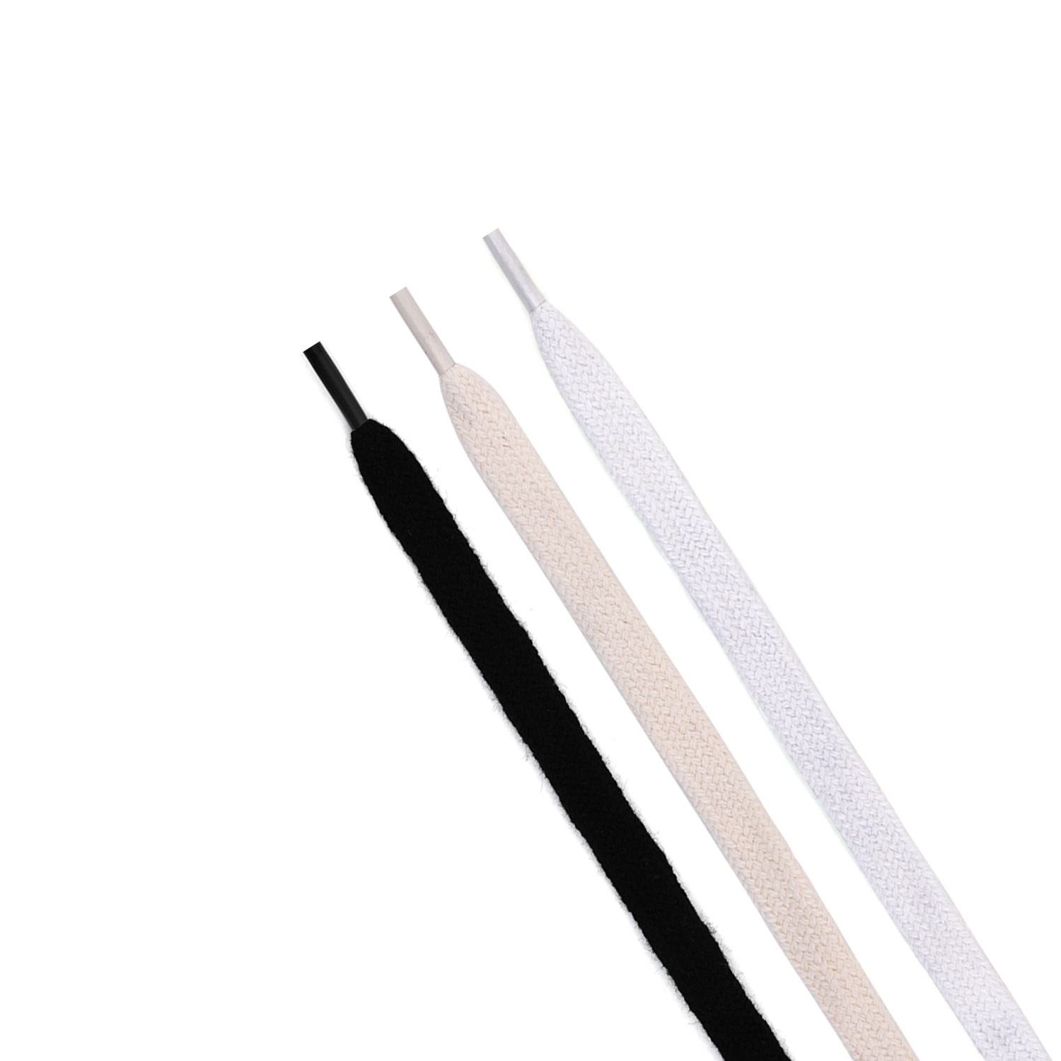 Classic black and white single and double layer polyester cotton flat shoelaces fit high and low top board shoes canvas shoes hiking shoes