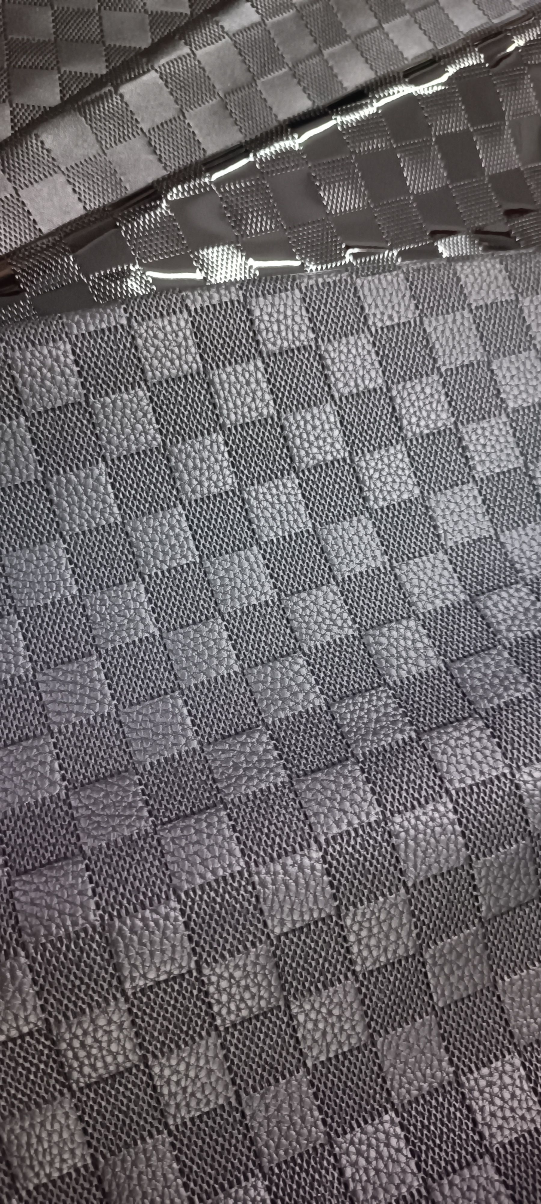 Factory direct litchi embossed PU leather embossed classic plaid available shoes and bags