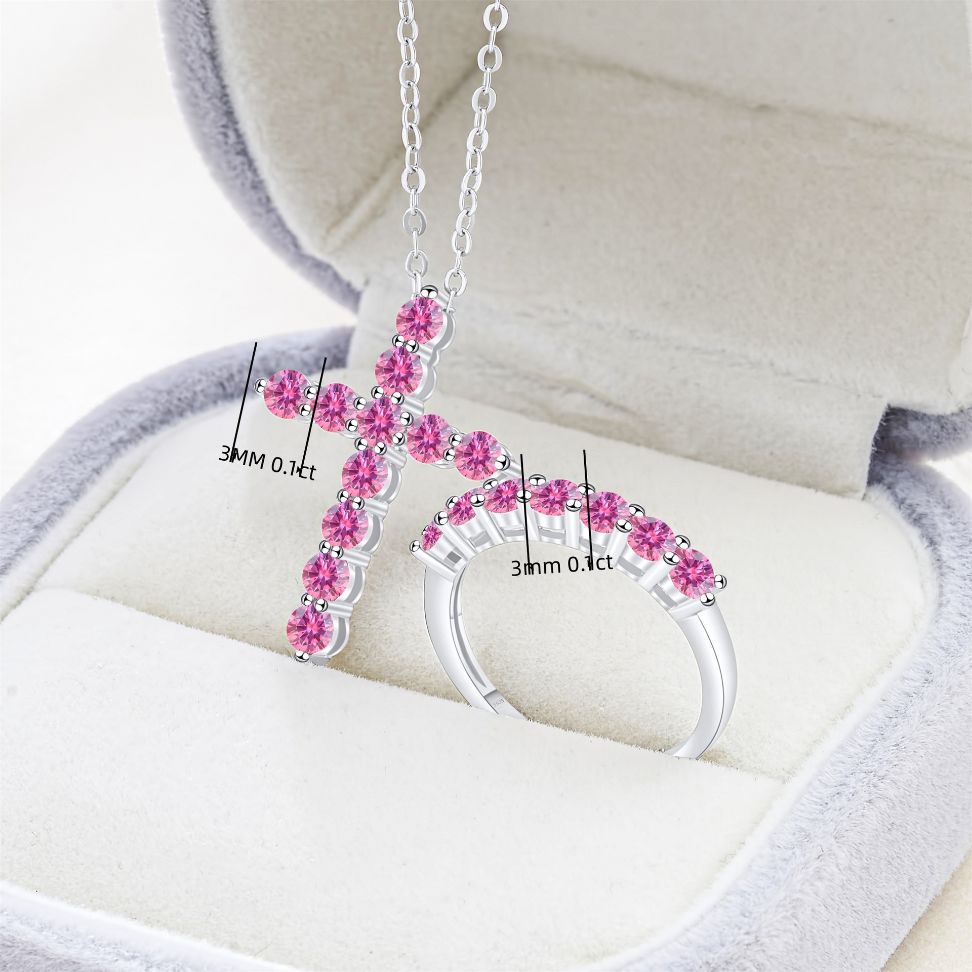 Эксклюзивное ожерелье и кольцо из моиссанита S925 с сертификатом, сверкающий огненный цветной бриллиант, горячая продажа