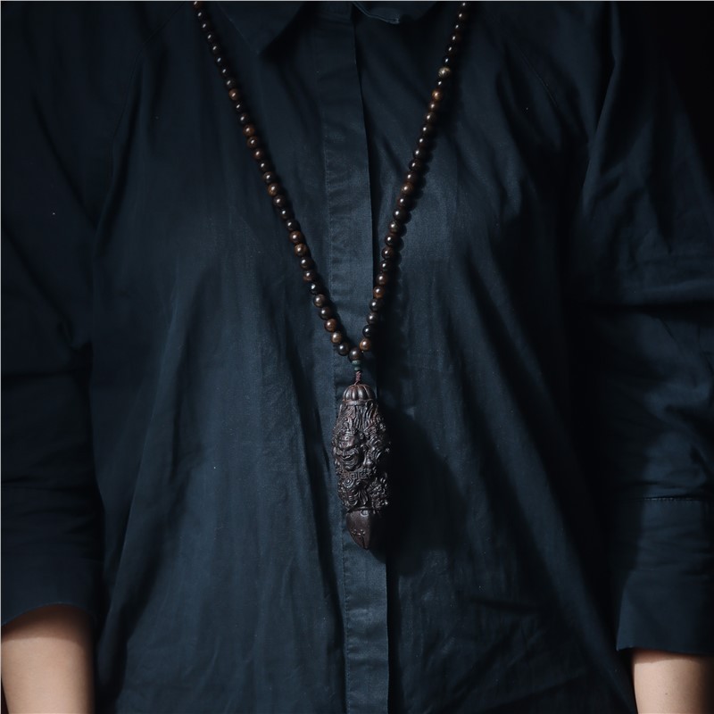 Agarwood Carved Vajra Pestle Handpiece, Solid Wood Carved Car Pendant, Portable Pendant Necklace