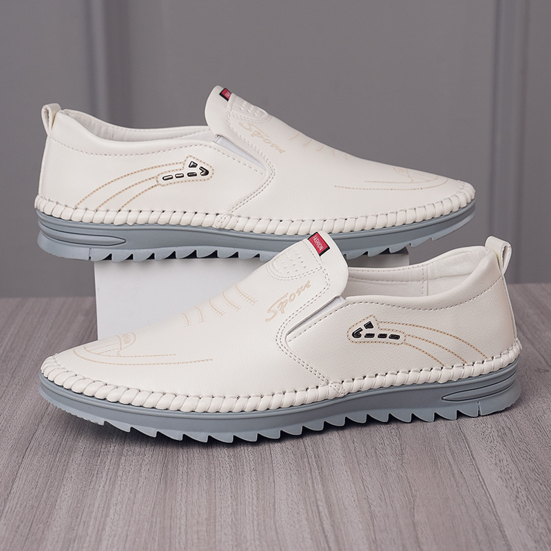 Summer New Men's Non-Slip Loafers with Soft Rubber Soles, Casual Leather Shoes, Slip-On Trendy Versatile Moccasins