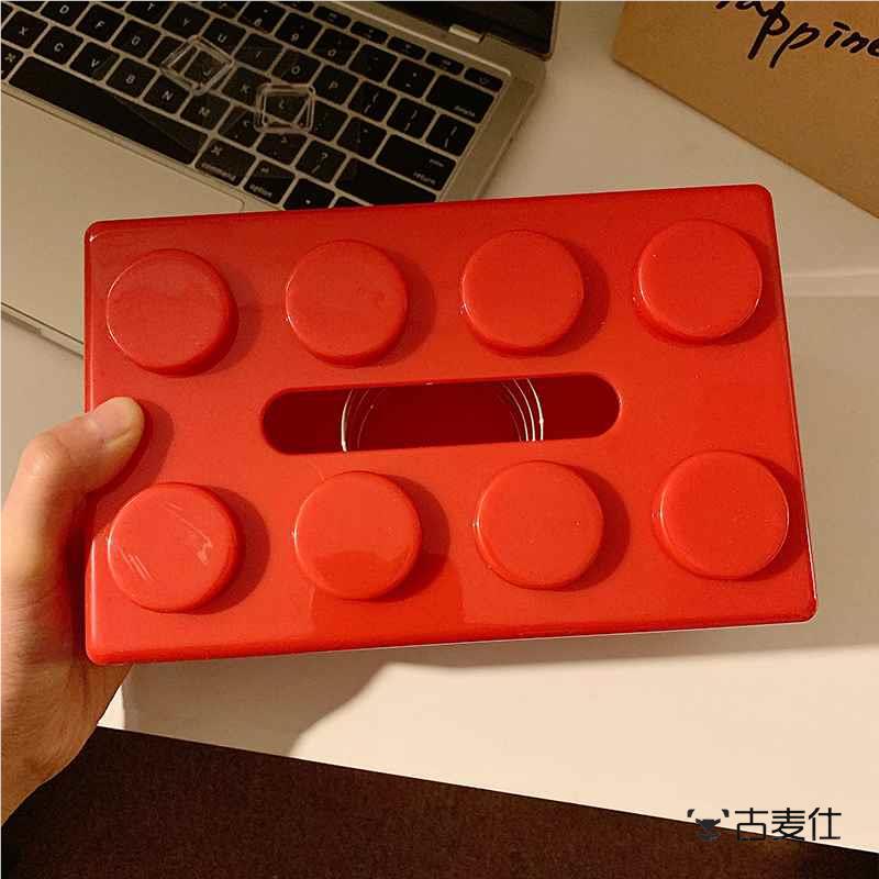 Creative building blocks dopamine tissue box desktop living room cute high color value with spring paper box coffee table storage box