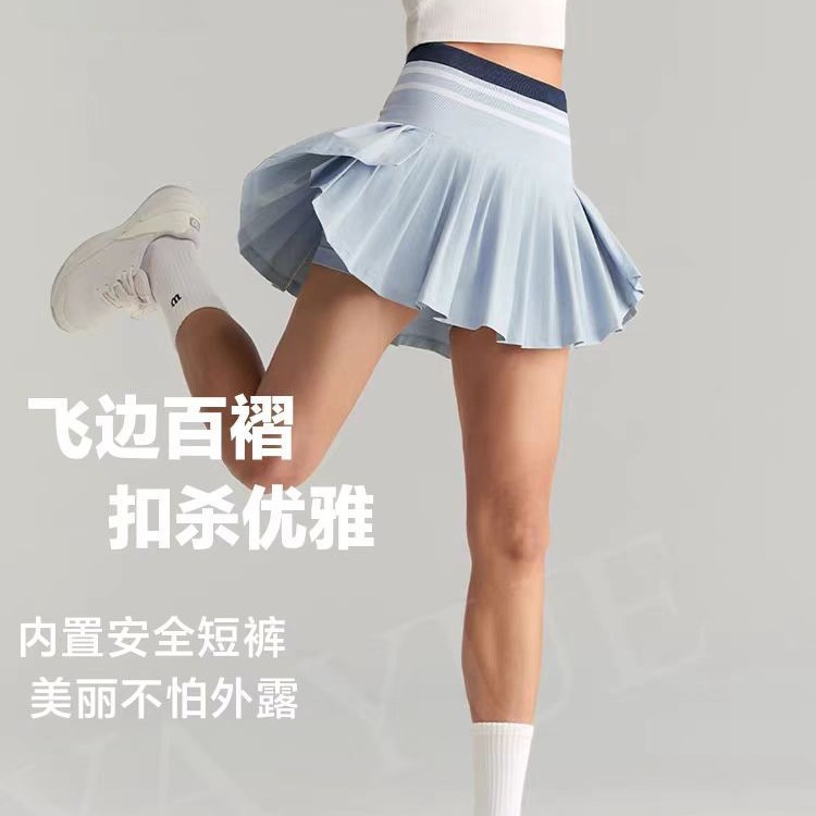 Новая юбка теннисные леггинсы с высокой талией для женщин, плиссированная фитнес короткая юбка, уличный бадминтон спортивная быстро-сохнущая юбка