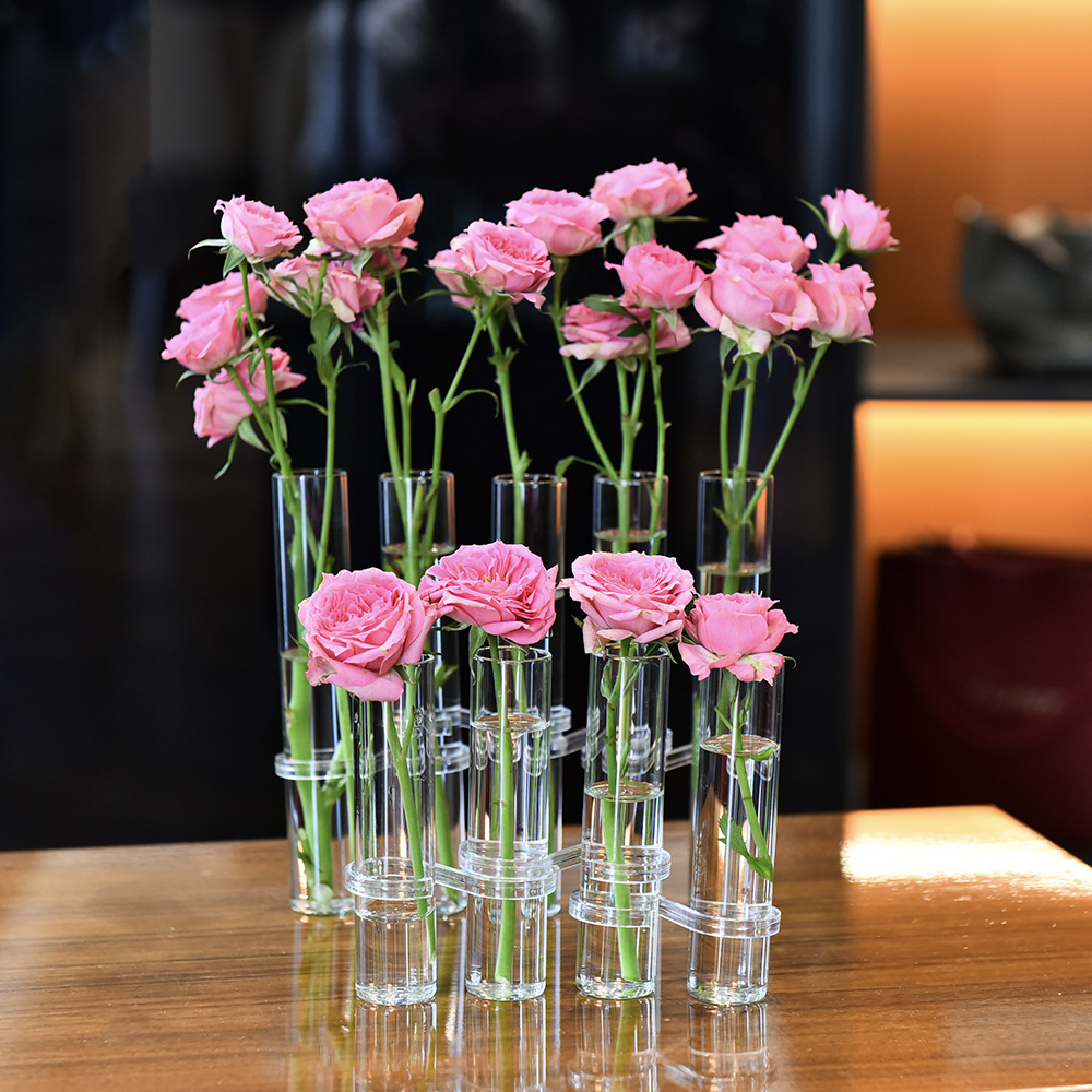 Ряд пробирок для цветов, зеленых растений, гидропонная стеклянная ваза, креативная популярная подставка для цветов, домашние аксессуары, складная